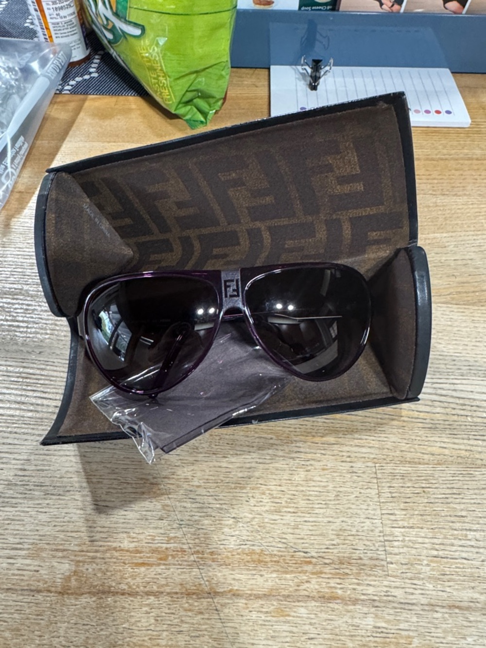 Fendi Men’s Aviator Sunglasses - Purple Frames with Dark Lenses